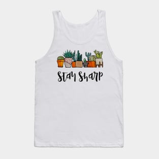 Watercolor Stay sharp Cactus pot Tank Top